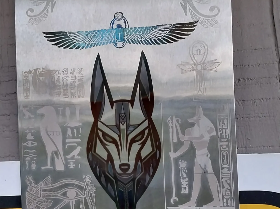 anubis with hieroglyphs