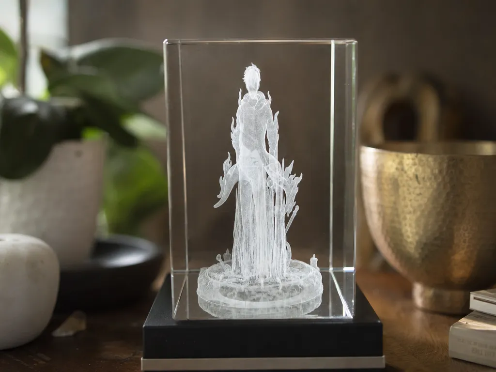 Crystal block featuring a detailed 3D etched Solo Leveling Sun Jinwwoo