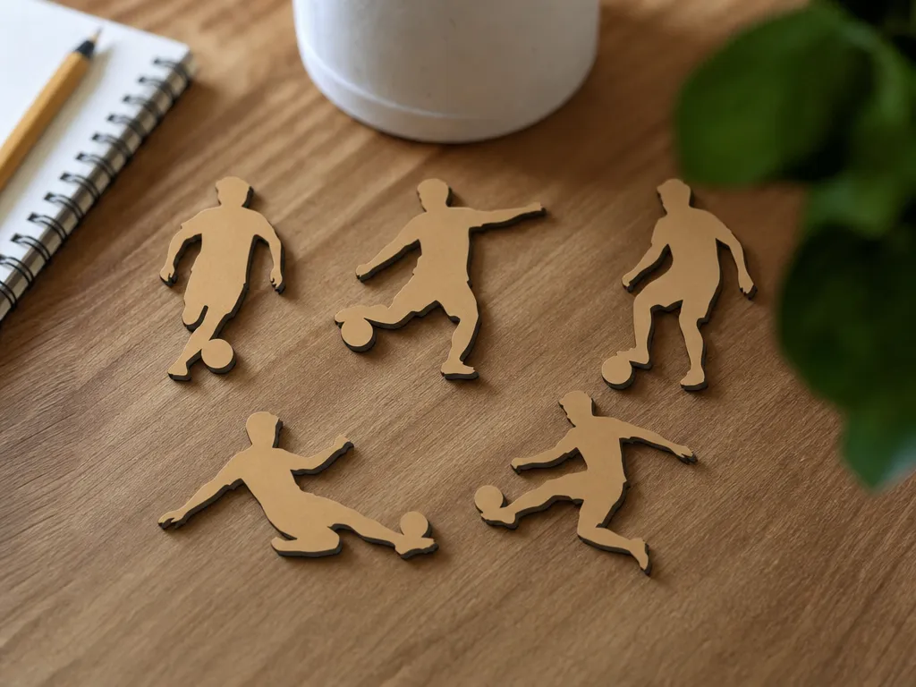 Soccer Player Silhouette Cutouts in Various Action Poses