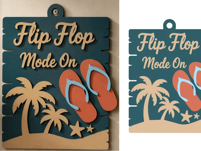 Flip Flop Mode On Tropical Beach Wall Sign