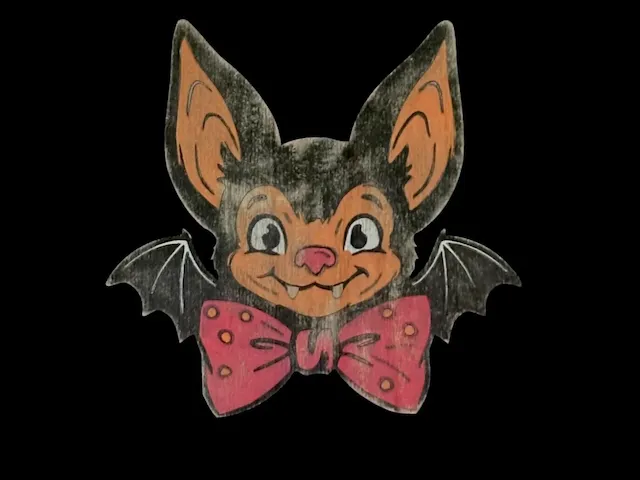Vintage Style Bat Wall Hanging with Polka Dot Bow Tie