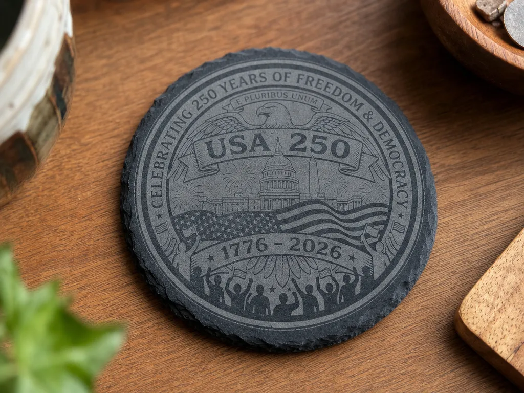 USA 250th Anniversary Commemorative Slate Coaster