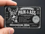 [Laser cut and engrave] Certified Pain in the Ass Novelty Wallet Card with Donkey Illustration