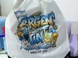[DTF Printing,Laser cut and engrave] Mochila saco blanca con estampado de Lionel Messi y la selección argentina