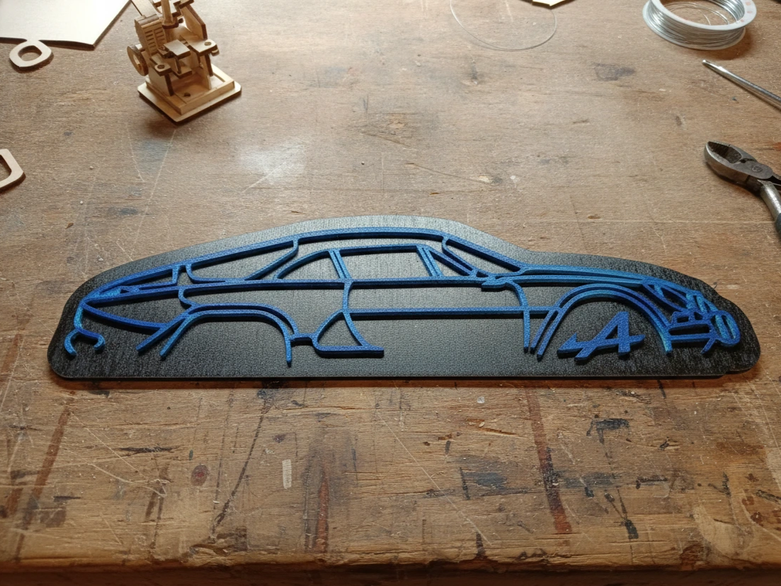 Alpine A110 sports car silhouette wall art