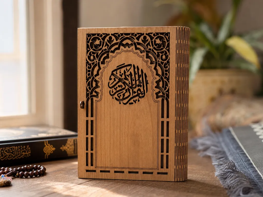 Coffret en bois pour Coran avec calligraphie arabe