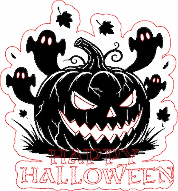 Pumpkin and Ghost Fridge magnet.xs
