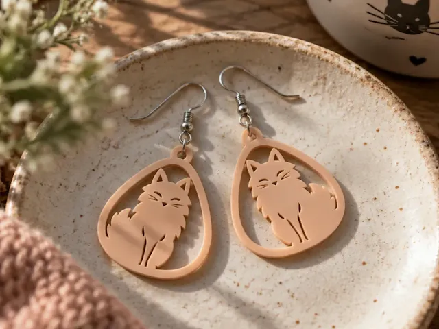 Teardrop Cat Silhouette Dangle Earrings