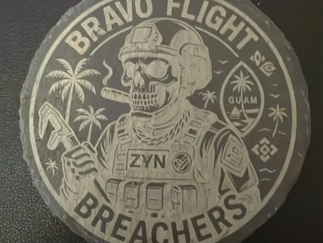 Bravo Flight Breachers Military Skull Emblem Slate Coaster