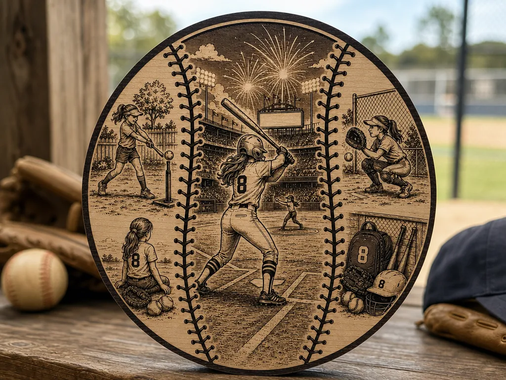 Softball Scenic Cut and Engrave