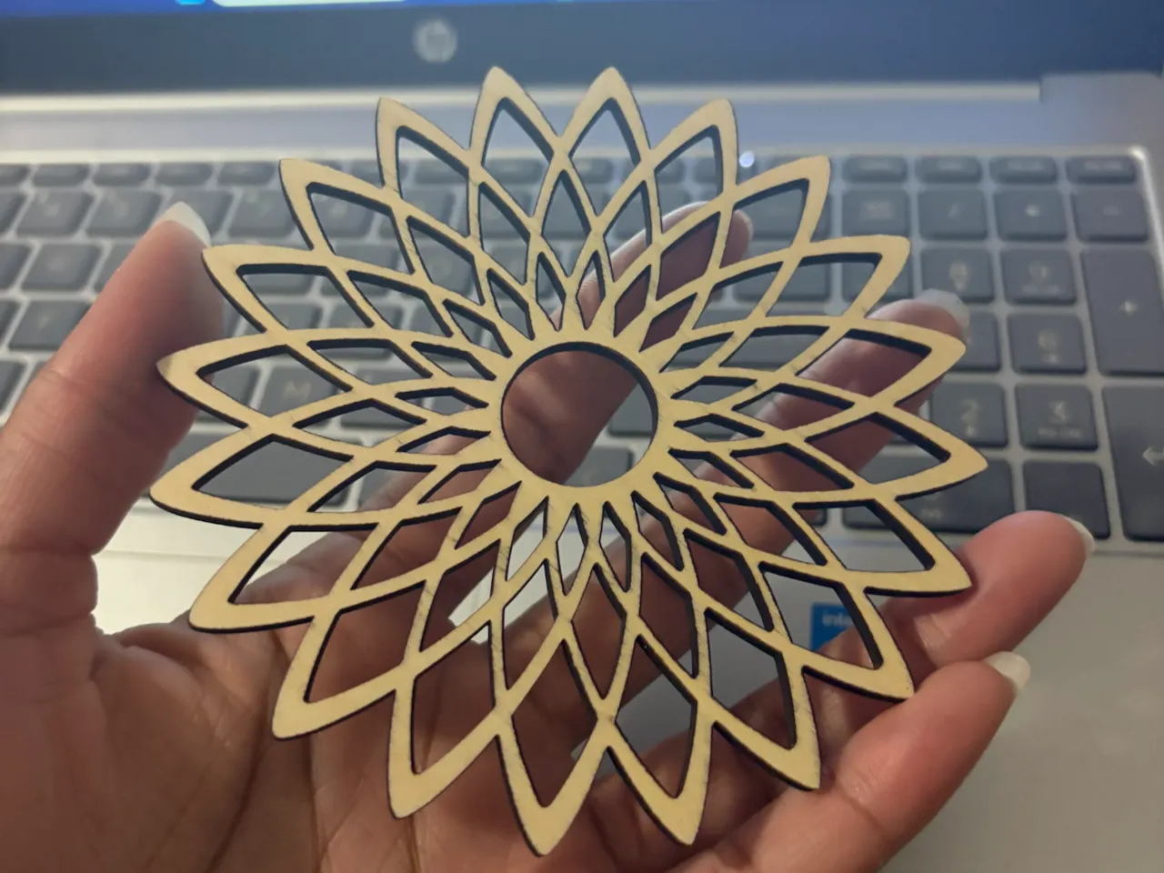 [Laser cut and engrave] Geometric Flower Mandala Coaster