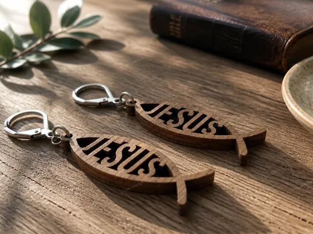 Ohrhänger in Fischform mit Jesus Schriftzug