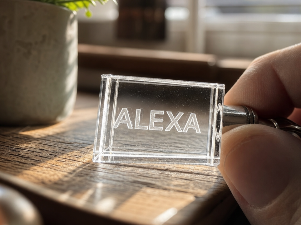 Personalized Crystal Keychain with Alexa Name Inscription