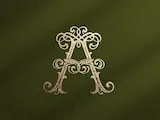 [Laser cut and engrave] Lettre A ornementale dorée sur fond texturé vert
