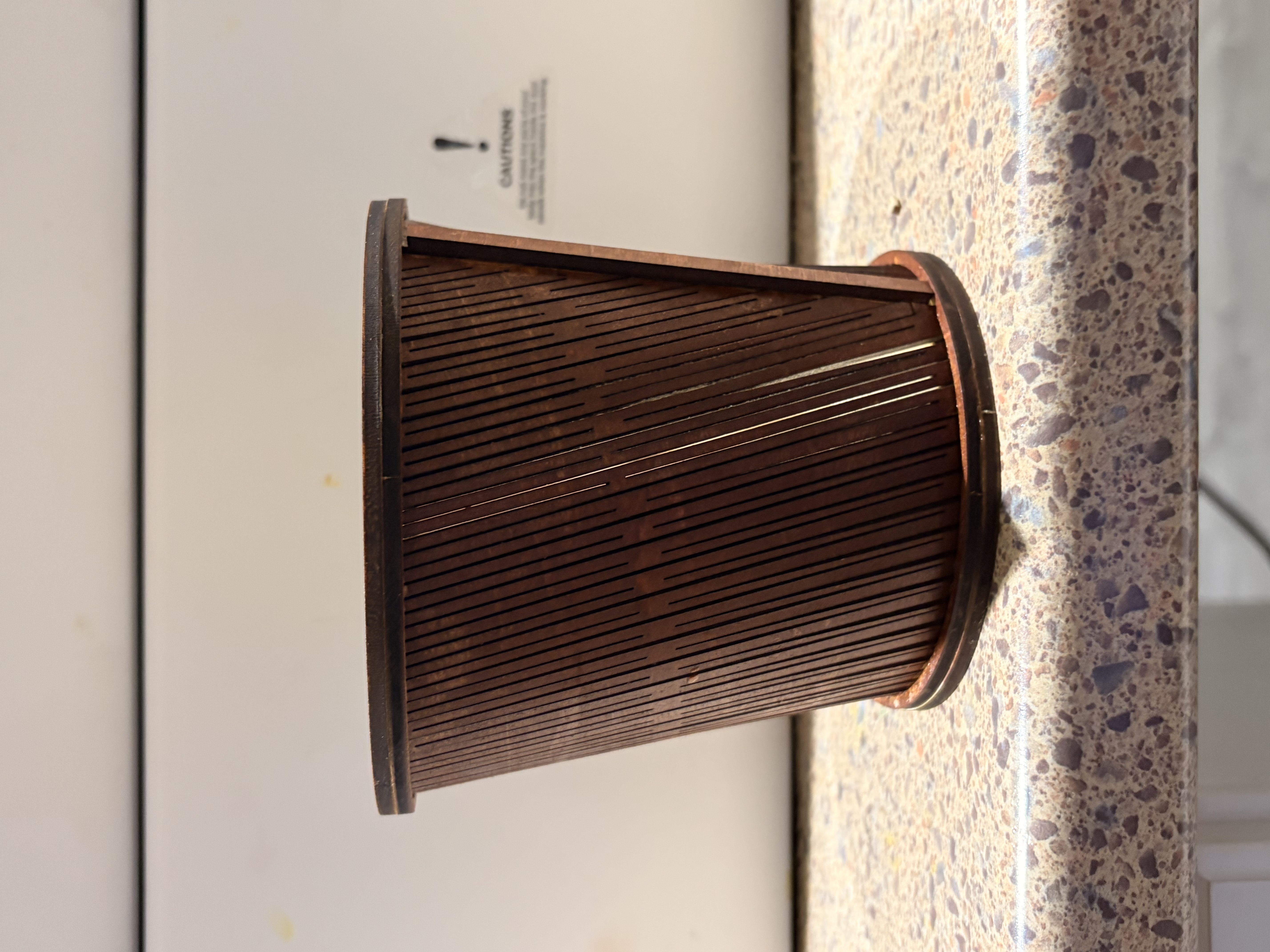 [Laser cut and engrave] Ice cream cup with striped wooden holder and spoon