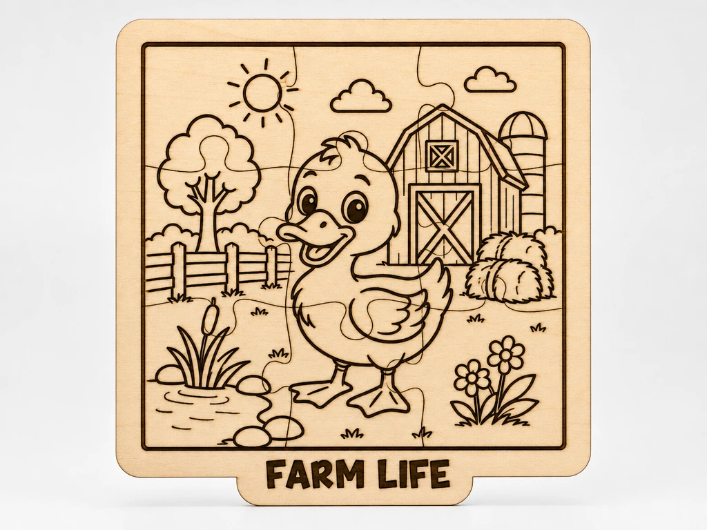 Happy Farm Duck Wooden Puzzle | Educational Farm Animal Activity Board for Kids | Fun Learning and Problem Solving Toy