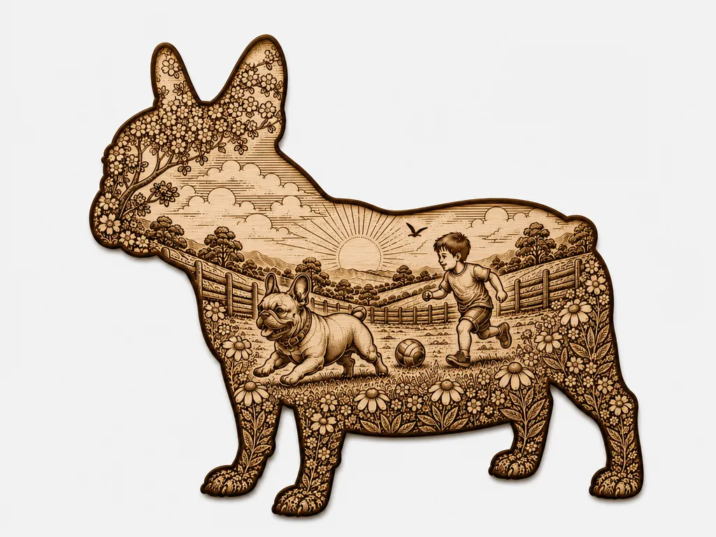 French Bulldog Scenic Cut and Engrave