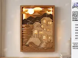[Laser cut and engrave] Layered Wooden Cityscape Wall Art with Integrated LED Lighting Laser Cut Bundle. Wall Decor. 3D Night Light