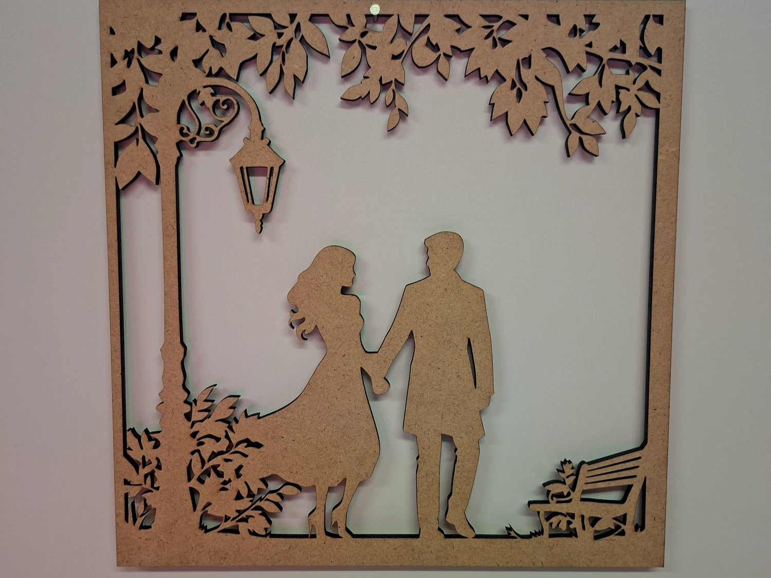 Couple in Park Silhouette Wall Hanging
