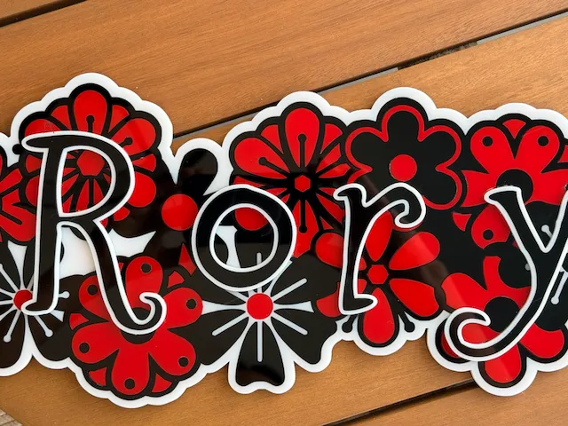 Acrylic Inlay Floral Name Sign