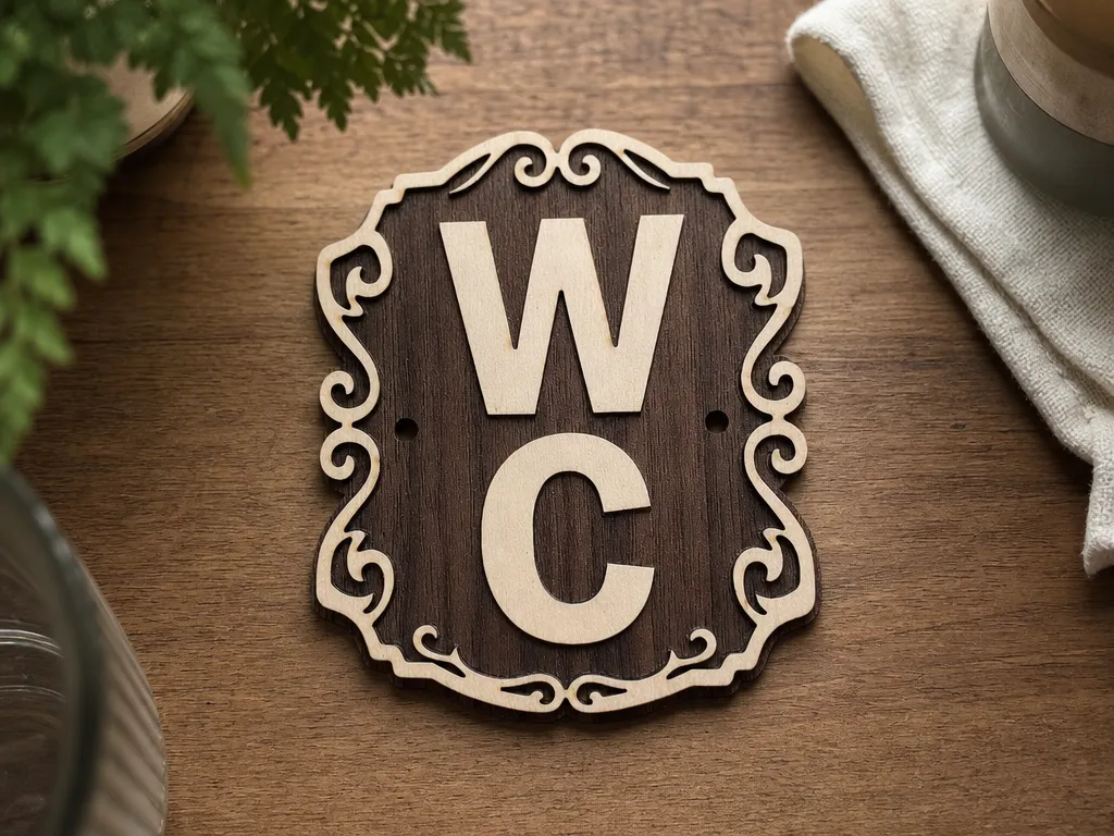 WC Türschild mit ornamentaler Umrandung