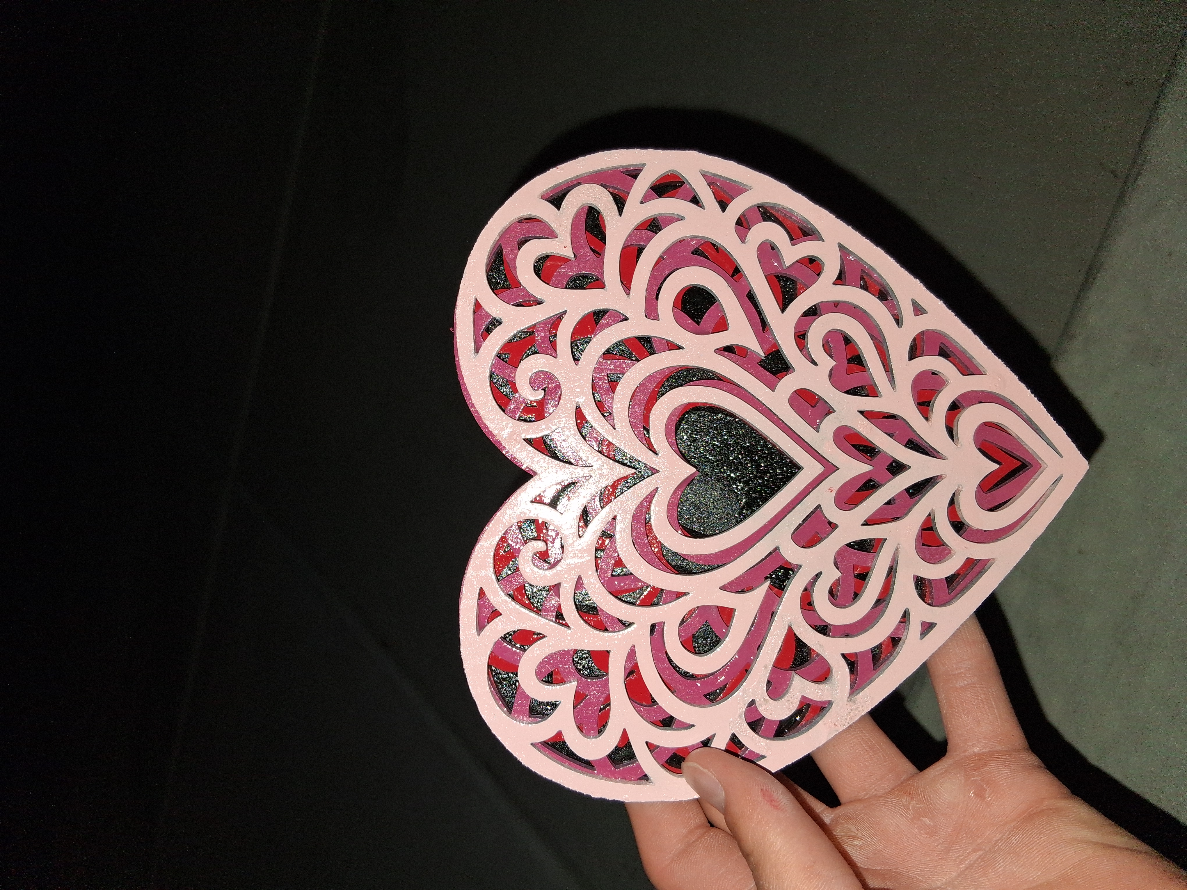 [Laser cut and engrave] Layered Heart Mandala