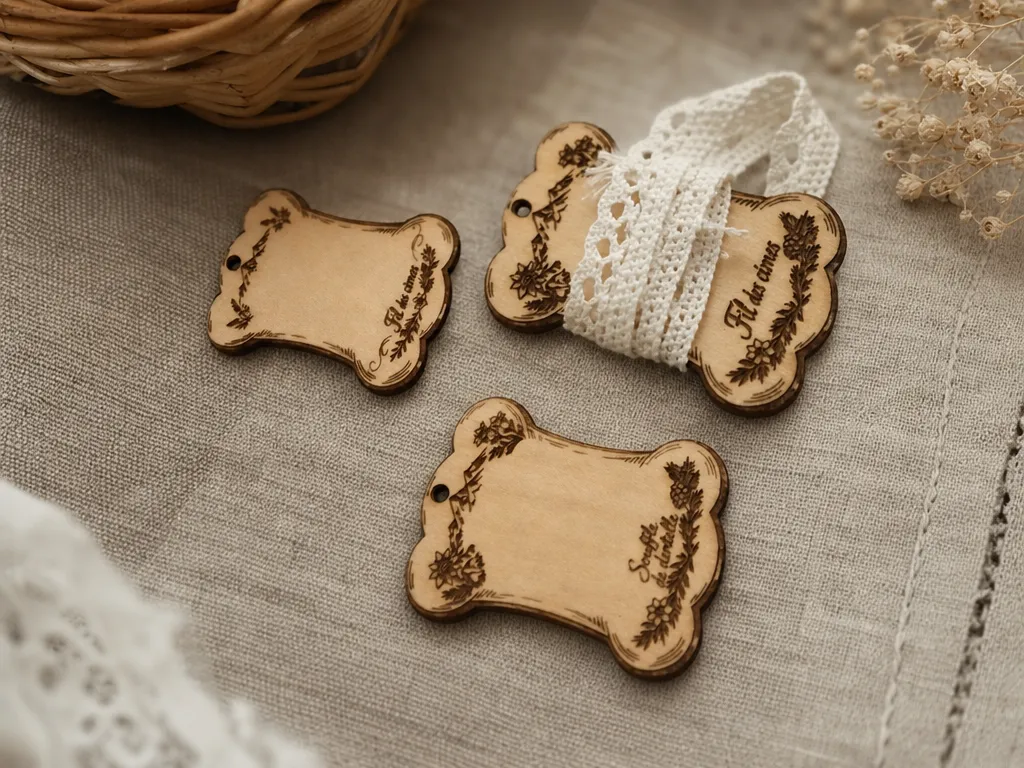 Enrouleurs de fil en bois avec motifs floraux pour mercerie