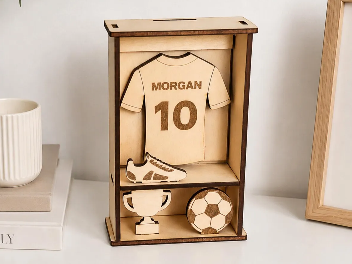 Personalised Soccer / Football Shirt Display Case | Custom Name & Number Football Gift