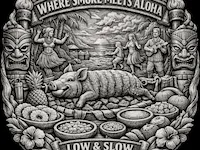 [Laser cut and engrave] Where Smoke Meets Aloha Low and Slow Hawaiian Luau Pig Roast Wall Plaque