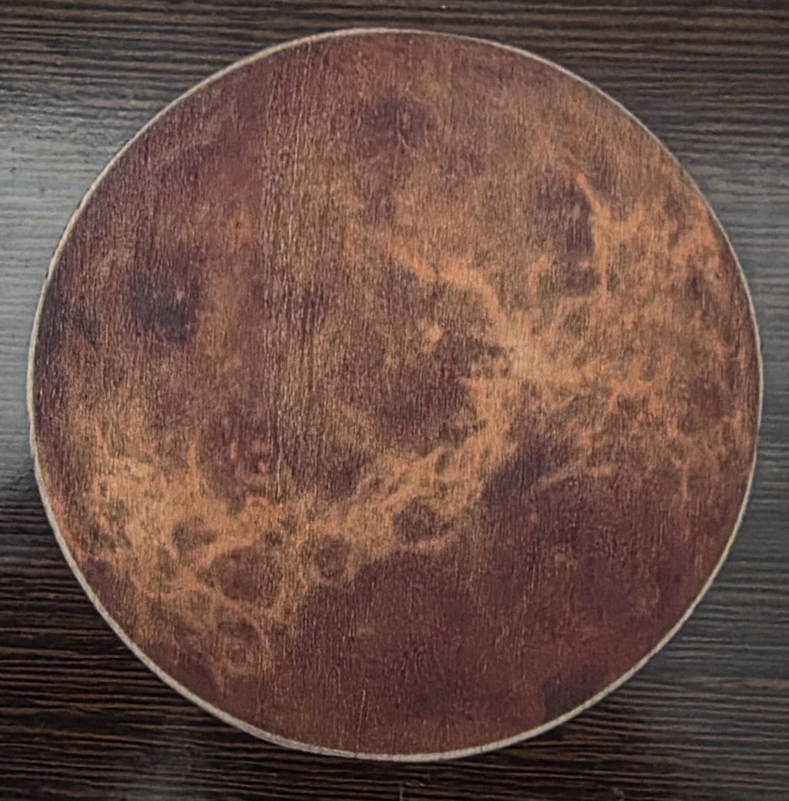 [Laser cut and engrave,Inkjet printing] Posavasos redondo de madera con textura de planeta