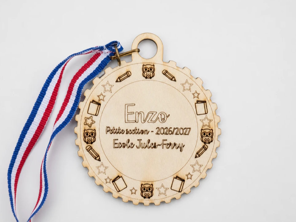 Personalized wooden school award medal for kids, keepsake gift
