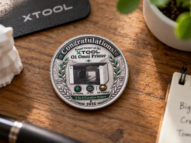Pamětní mince s motivem tiskárny xTool O1 Omni Printer