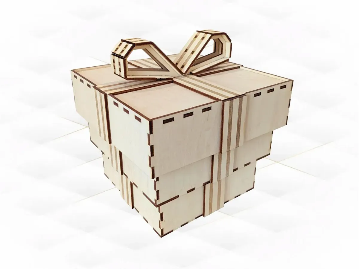 [Laser cut and engrave] Gift Box Bow Laser Cut Template, Greeting Storage Box Laser Cutting Design