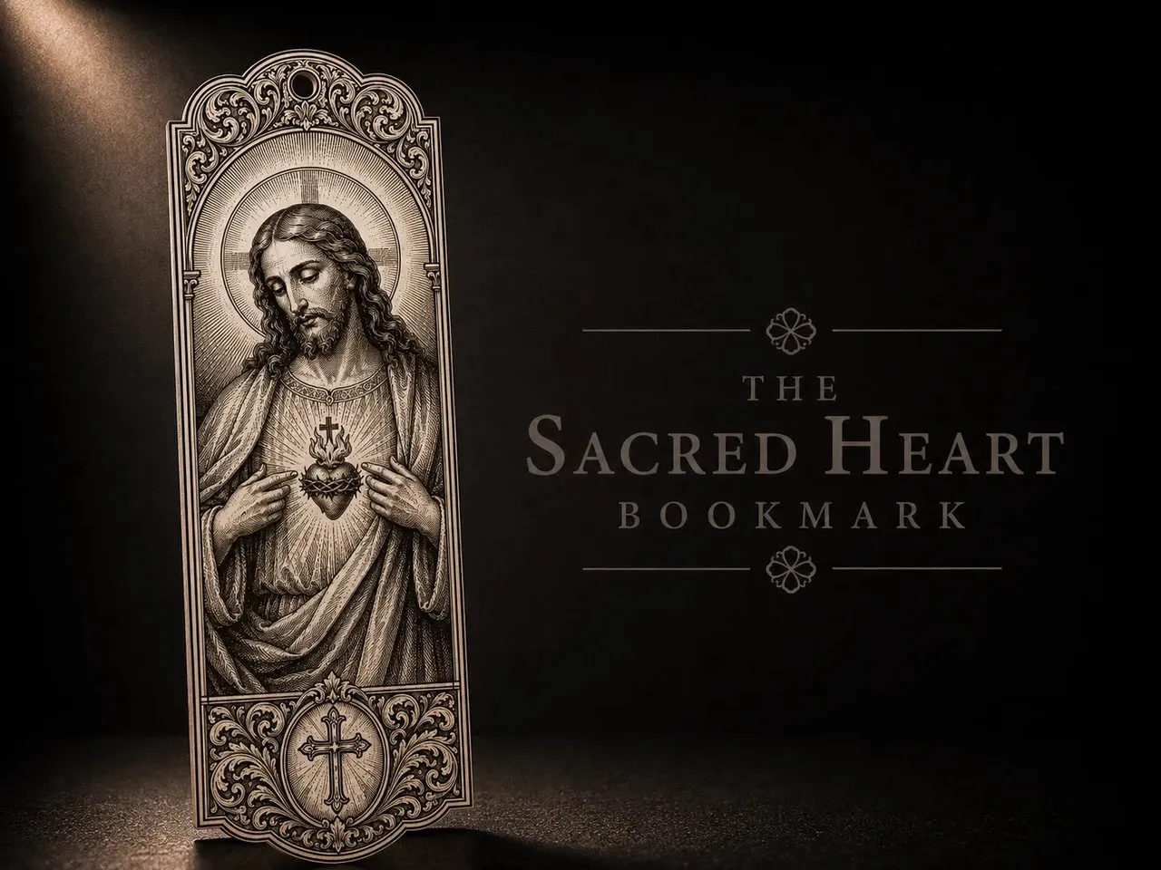 [Laser cut and engrave] Sacred Heart of Jesus Religious Bookmark