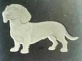 [Laser cut and engrave] Quadratische Schieferplatte mit Dackel-Motiv