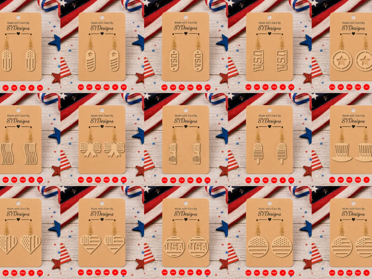 4th of July Earrings SVG Laser Cut Bundle
