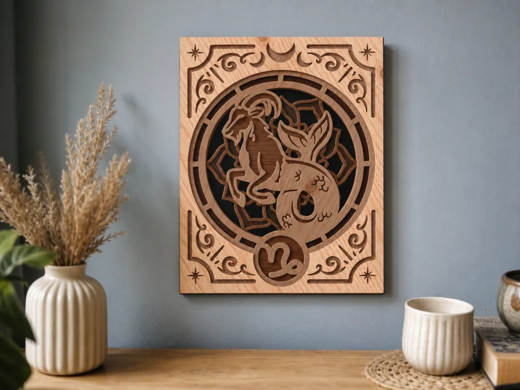 Capricorn Zodiac Sign Wooden Wall Art
