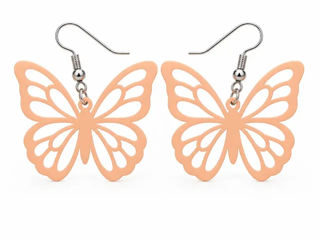 Peach Butterfly Silhouette Dangle Earrings