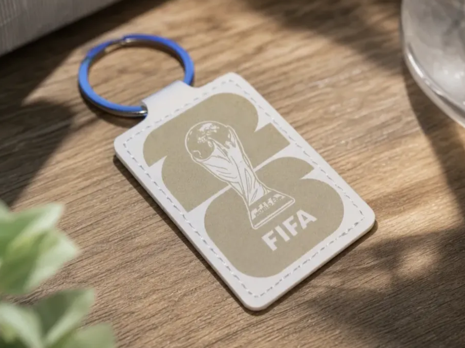 FIFA World Cup white PU leather football keychain design