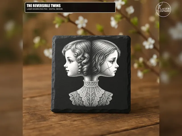 The Reversible Twins - 1 Laser Engraving PNG Design