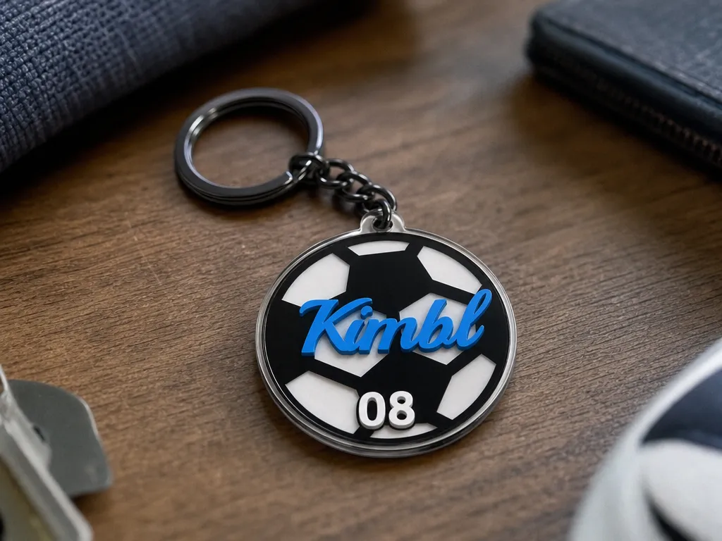 Porte-clés ballon de football personnalisé avec nom et numéro