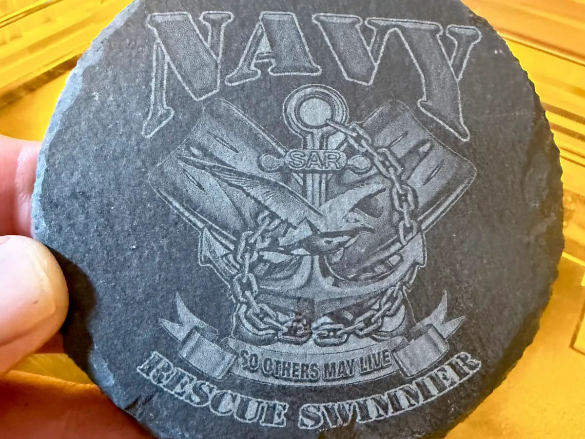 [Laser cut and engrave] US Navy Rescue Swimmer SAR Slate Coaster