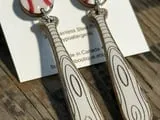 [Laser cut and engrave] Baseball and Bat Dangle Earrings
