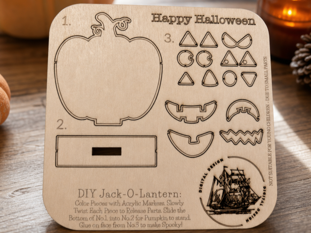 DIY Halloween Jack-O-Lantern Wooden Craft Kit