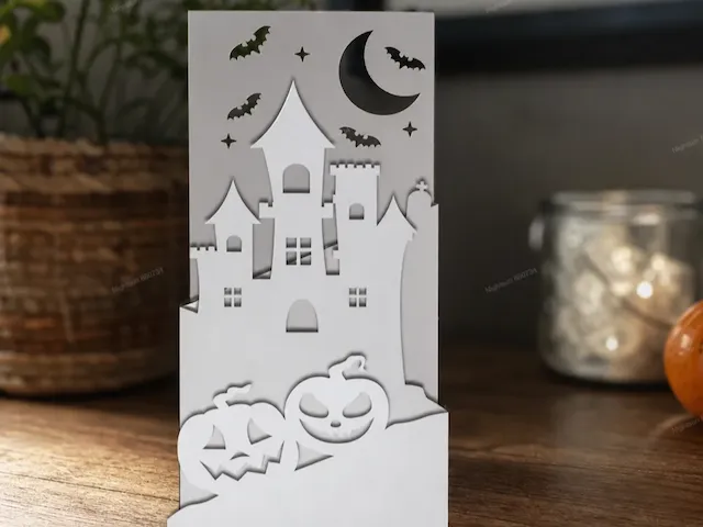Halloween Haunted Castle and Pumpkin Tabletop Silhouette