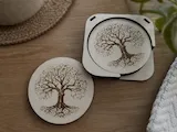 [Laser cut and engrave] Set de sous-verres ronds avec motif arbre de vie
