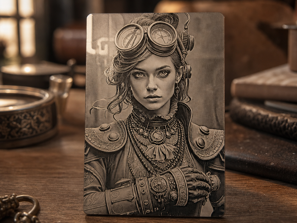 Steampunk Woman Portrait Business card design