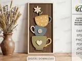 [Laser cut and engrave] 3D Triple Object Wall Decors Bundle. Farmhouse Wall Art Laser Cut Files. Layered Wooden Sign. Rustic SVG. Kitchen Sign. Gnomes. Mason Jars