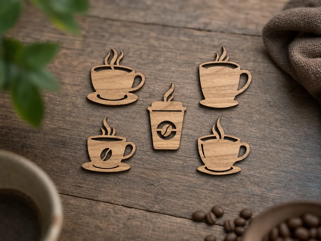 Set of wooden coffee cup and mug coasters