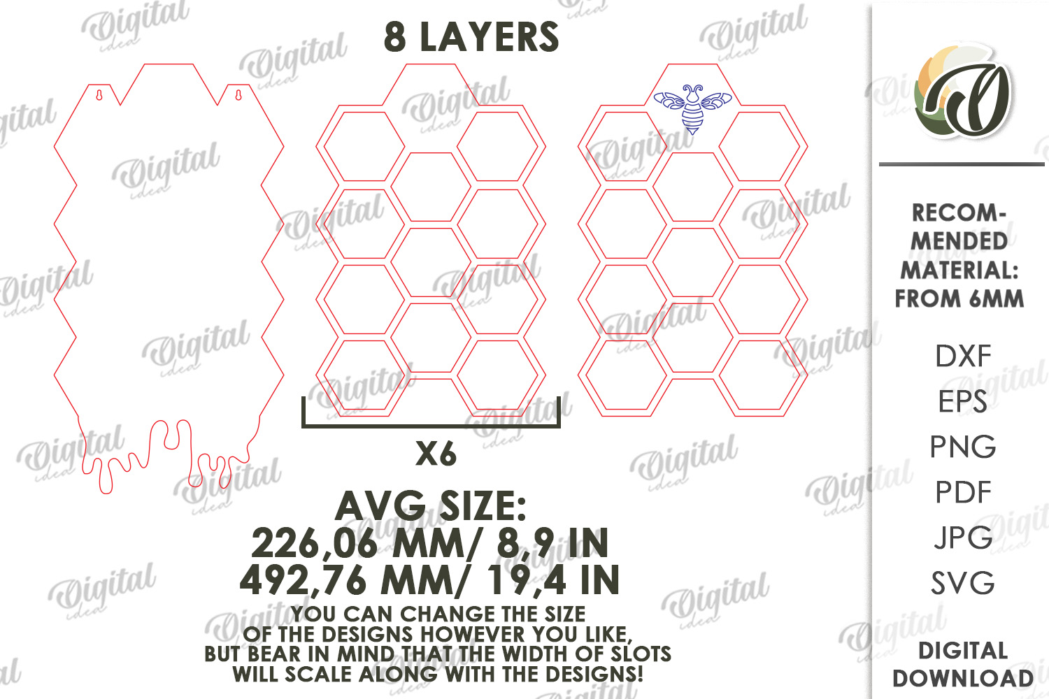 [Laser cut and engrave] 3D Bee Wall Shelves and Stands bundle. Honeycomb Storage shelf laser cut files. Hanging bookshelf svg. Organizer. Display. Bee quotes svg